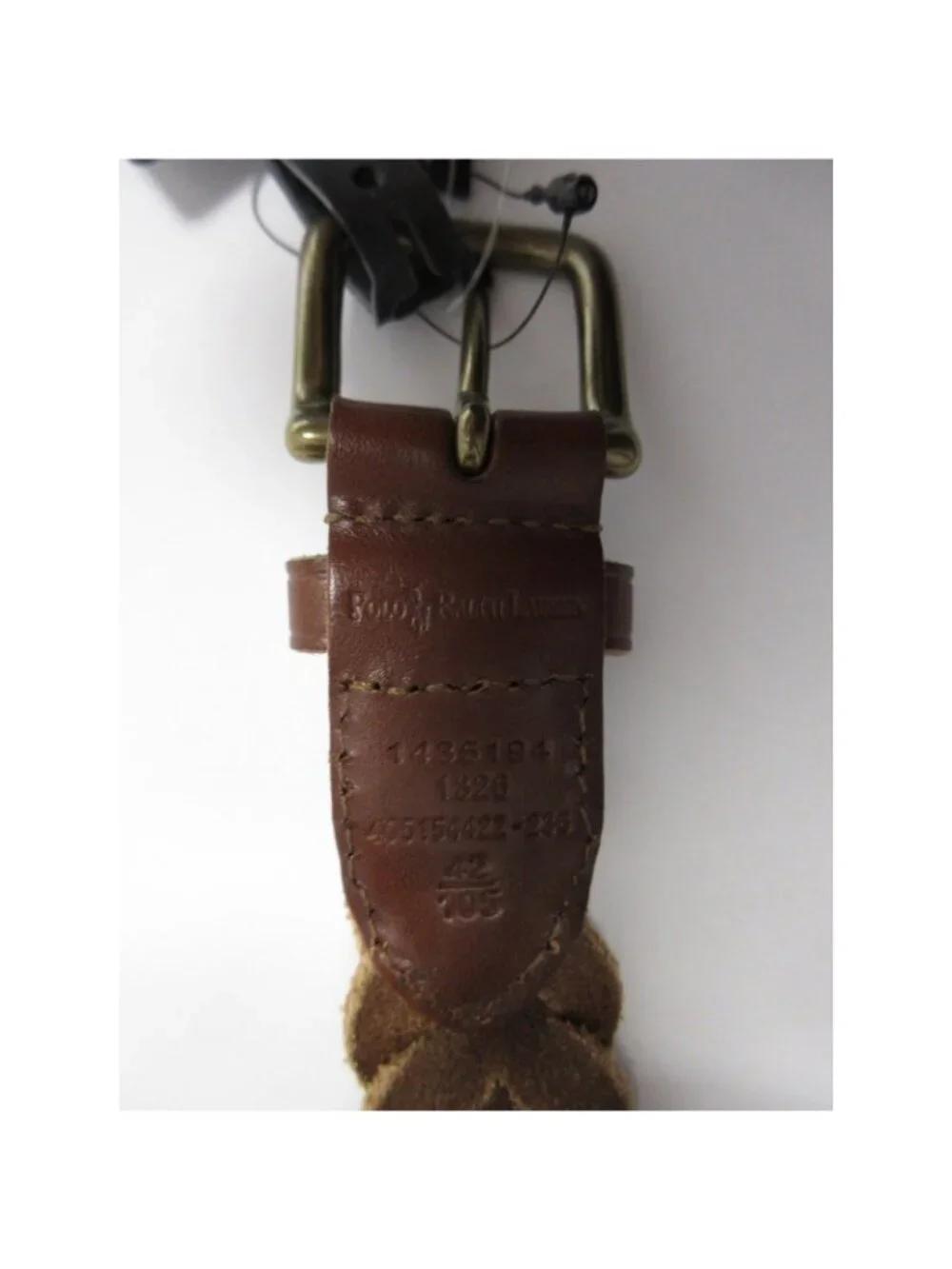 Polo Ralph Lauren Belt 42 Tan Italian Leather Braided Woven Classic